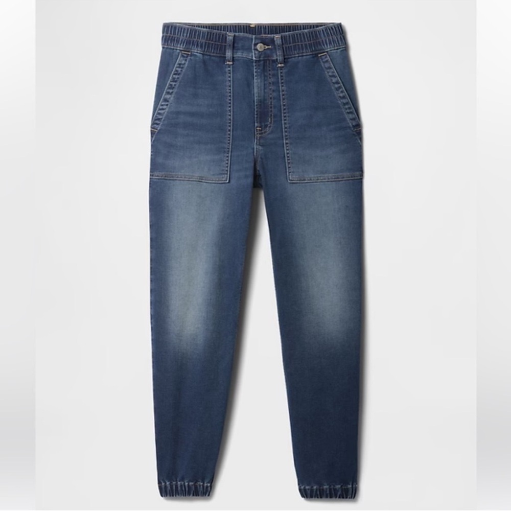 NWT GAP High Rise Denim Girlfriend Utility Joggers Small - Picture 2 of 14